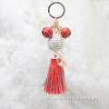 Leather Tassel Keychain With Clasp For Bag Shambala Pendant